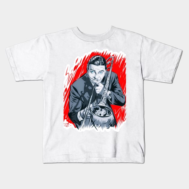 Jack Teagarden - An illustration by Paul Cemmick Kids T-Shirt by PLAYDIGITAL2020